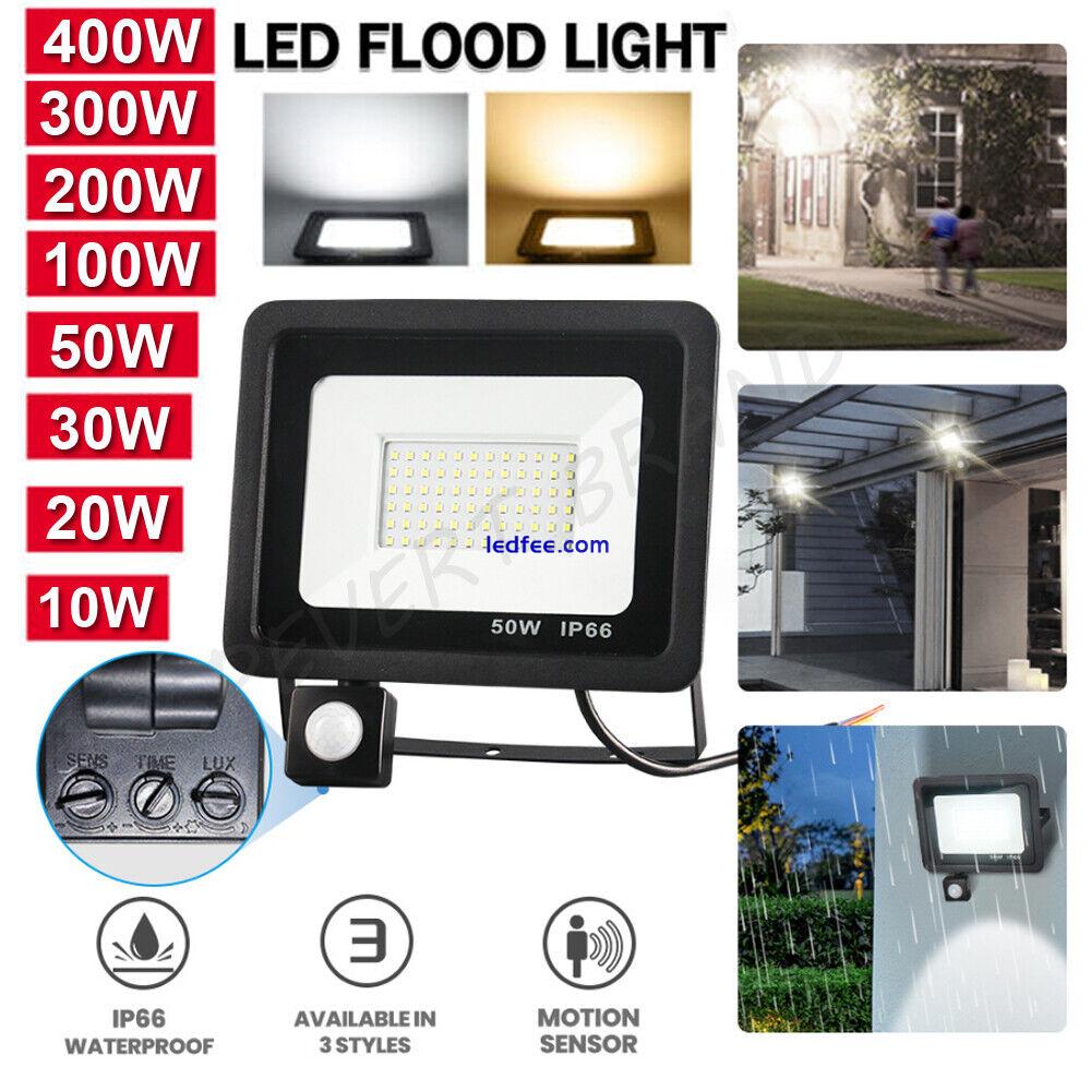 LED FLOODLIGHT OUTDOOR SECURITY GARDEN PIR MOTION FLOOD SENSOR LIGHTS 10W-400W 2 