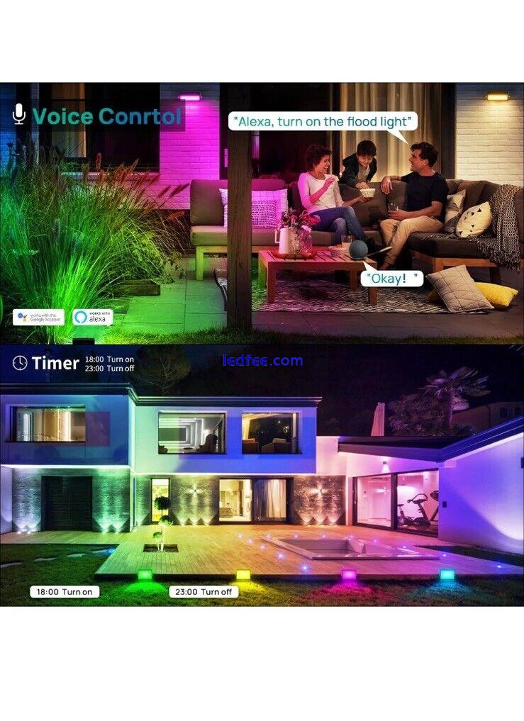 100W RGBW Flood Light Outdoor Smart WiFi Outdoor APP Color Changing Light 6 Pack 2 
