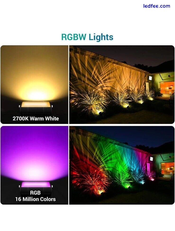 100W RGBW Flood Light Outdoor Smart WiFi Outdoor APP Color Changing Light 6 Pack 3 