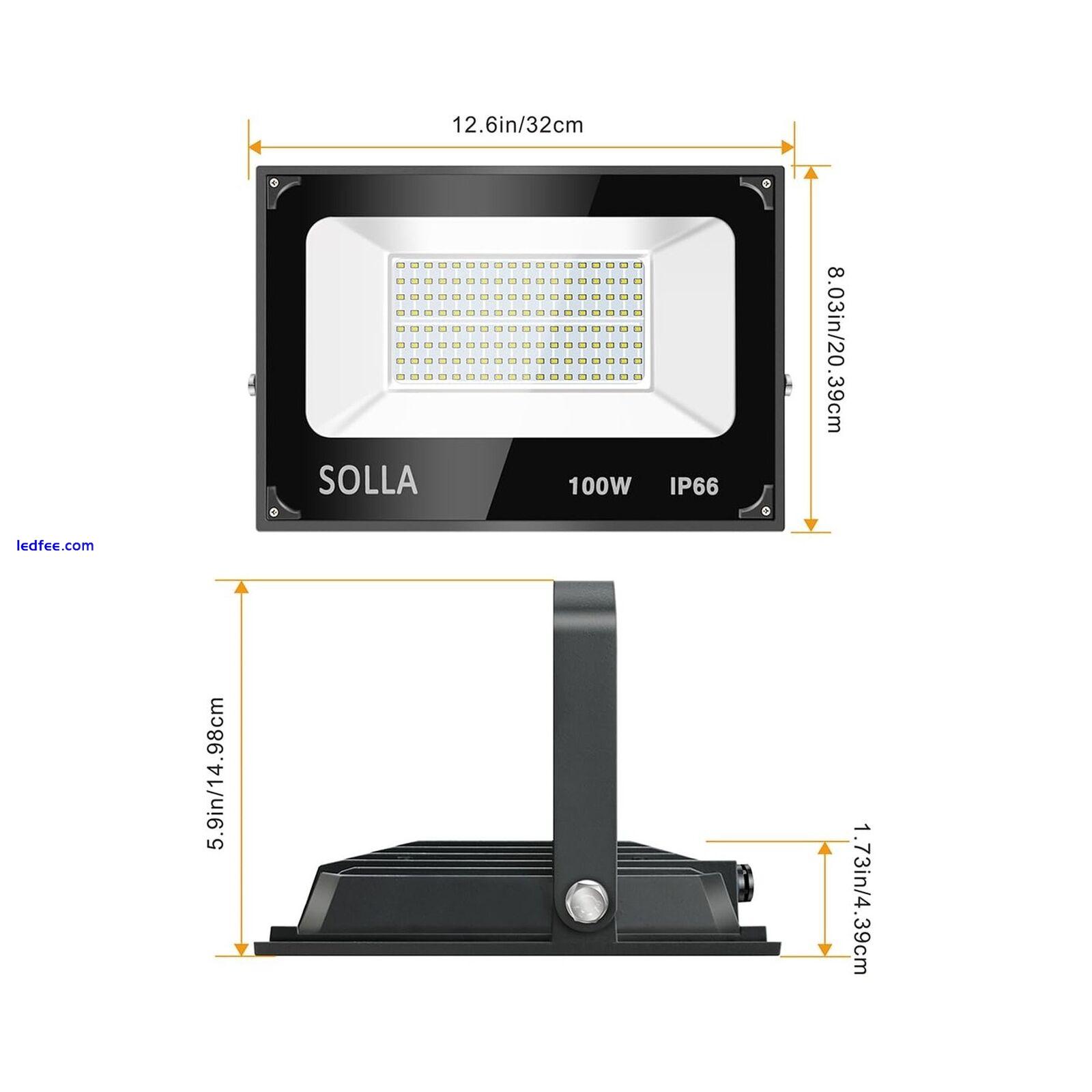 SOLLA 2 Pack 100W Led Flood Light, 10000lm 6000K Daylight White Exterior Floo... 4 