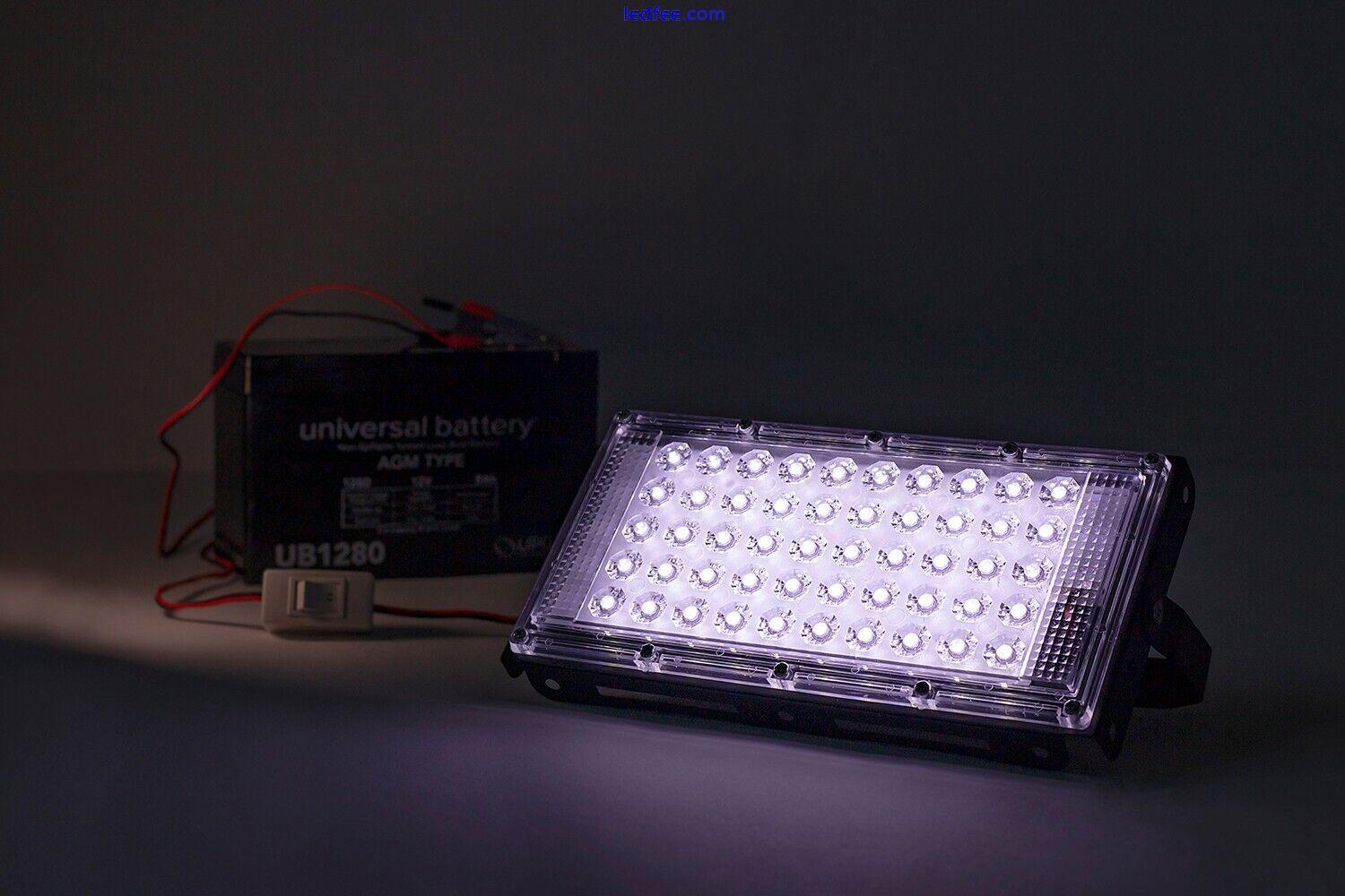 50 watt LED Flood Light 12 Vdc with Alligator clips and Rocker Switch 1 