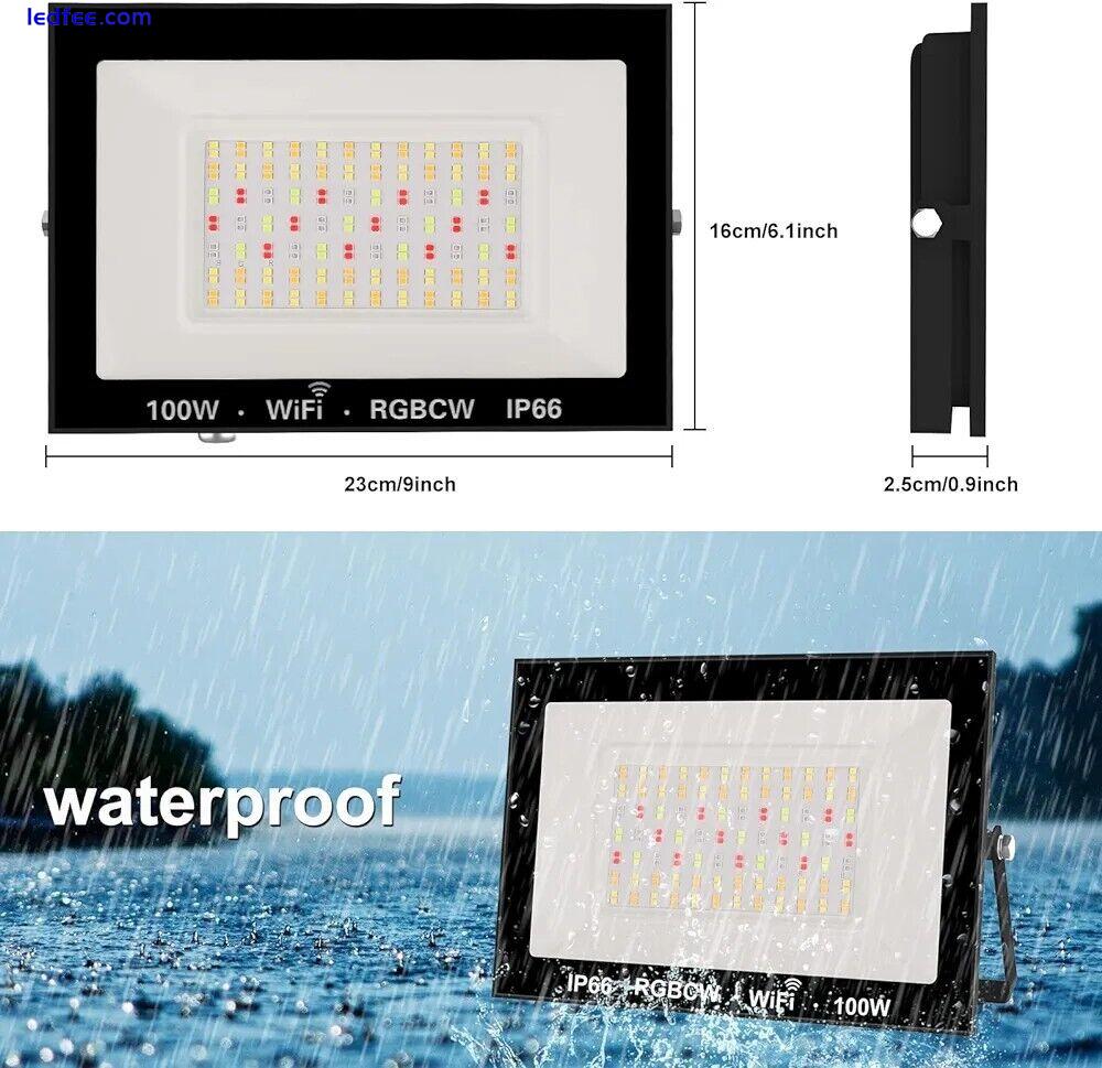 Smart RGB LED Flood Lights 100w Floodlight Remote & App Control Wi-Fi 0 