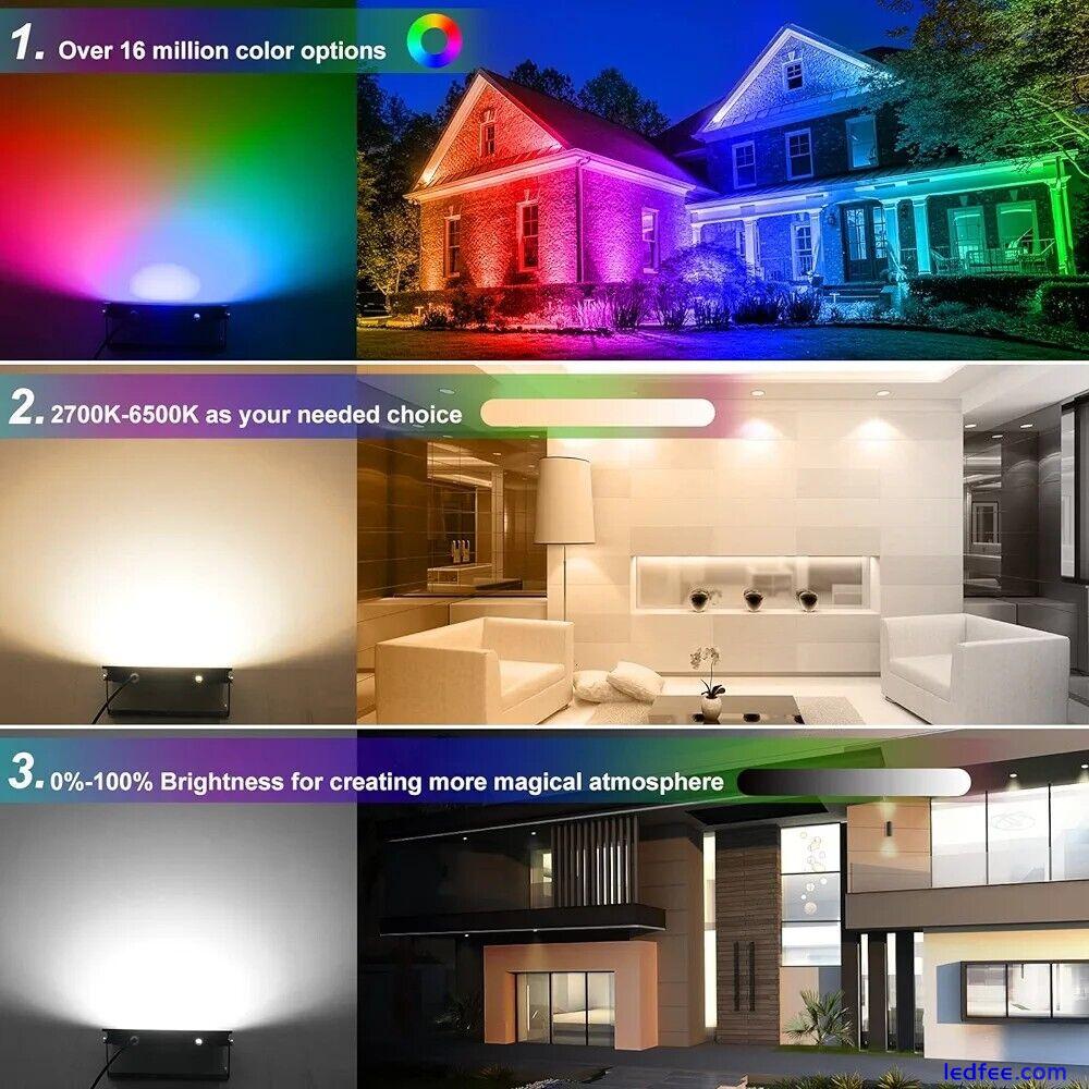 Smart RGB LED Flood Lights 100w Floodlight Remote & App Control Wi-Fi 5 
