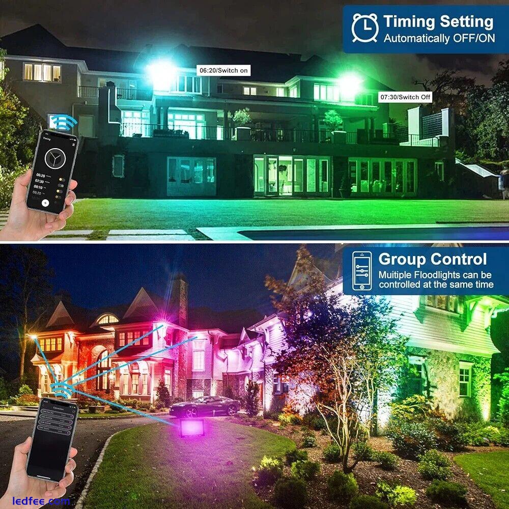 Smart RGB LED Flood Lights 100w Floodlight Remote & App Control Wi-Fi 3 