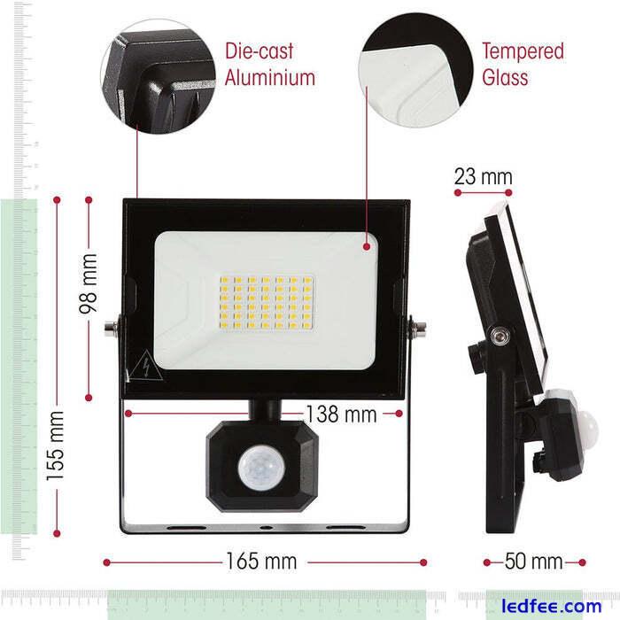 TEKLED Pegasus Flood Light with PIR Motion Sensor 10W-50W 4000K Cool White IP65 5 