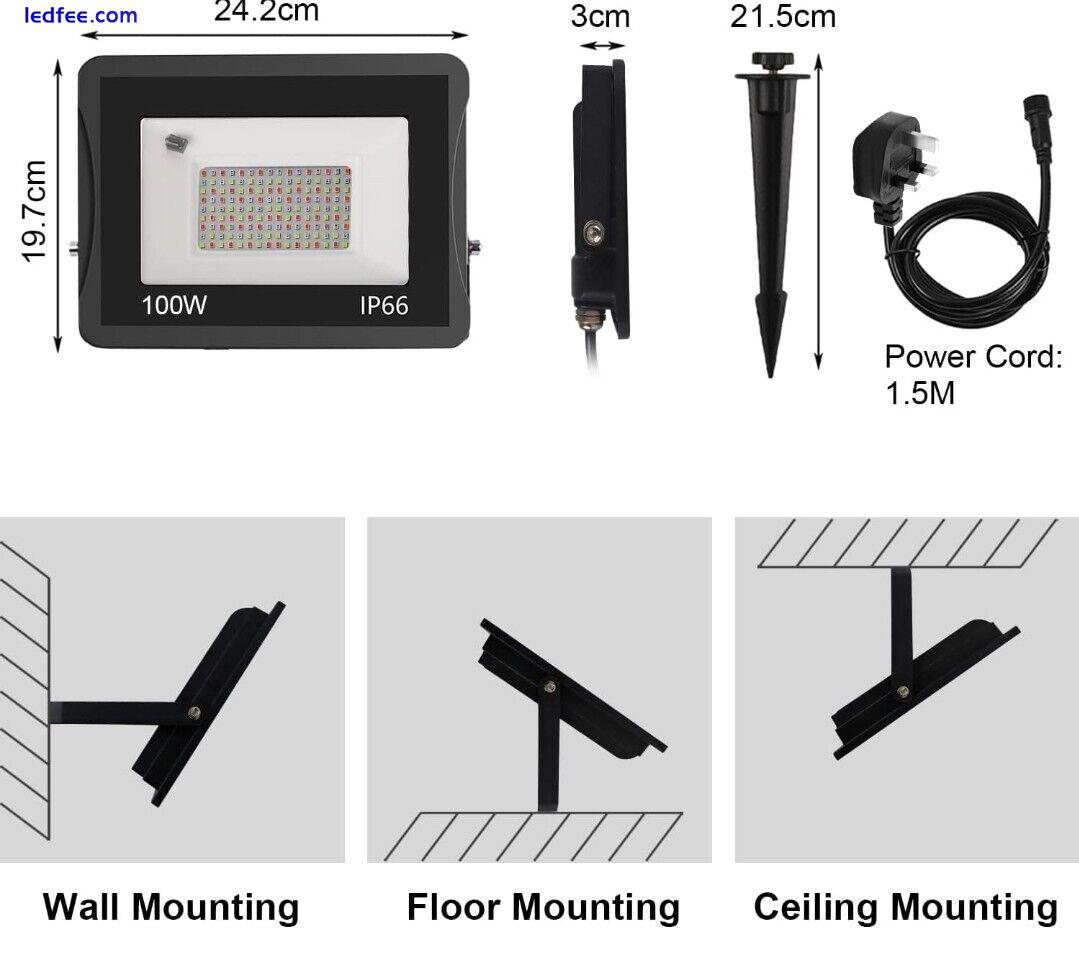 RGB Flood Light LED Floodlight 100W Colour Changing Outdoor Party Stage Remote. 1 