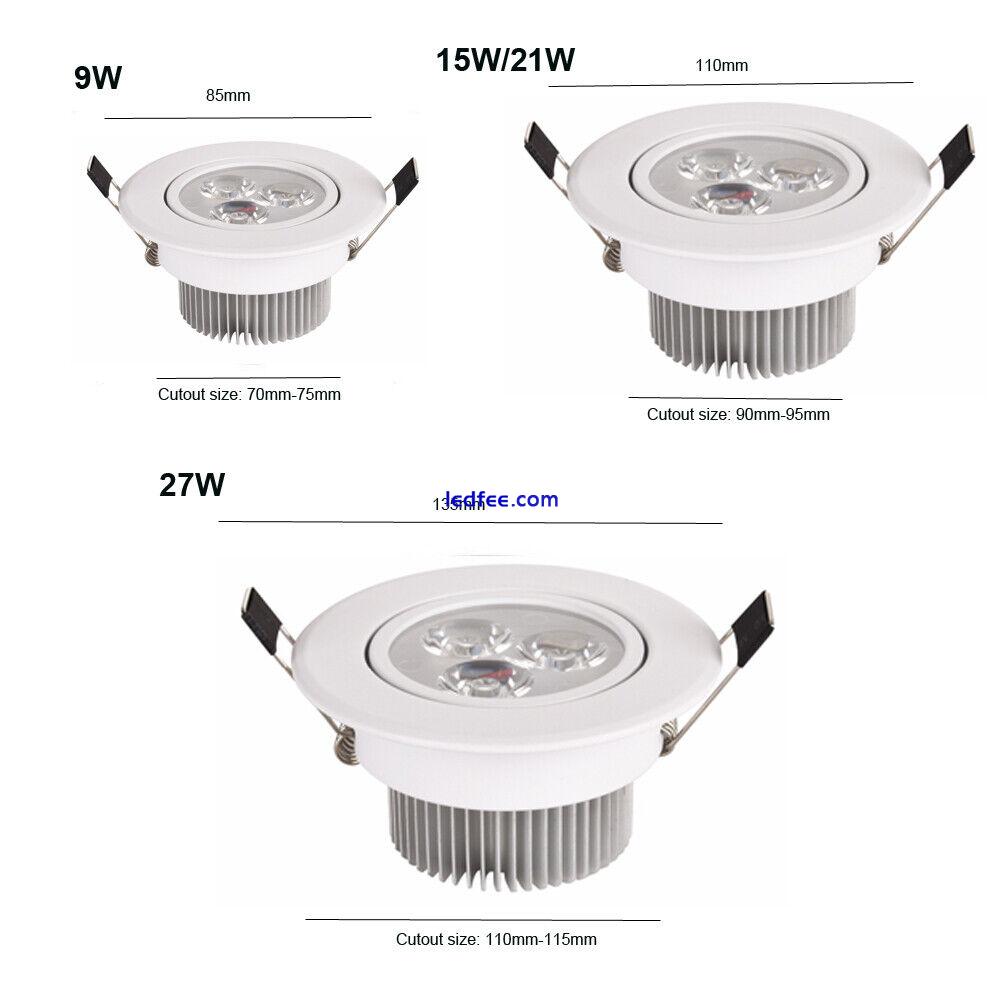 Dimmable Recessed Led Ceiling Down Light Lamp Fixture 9W 15W 21W Spotlight Round 2 