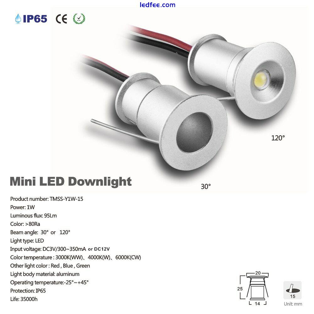 1W LED Mini Spotlight Recessed Lighting DC12V Home Kitchen Ceiling Light 5 