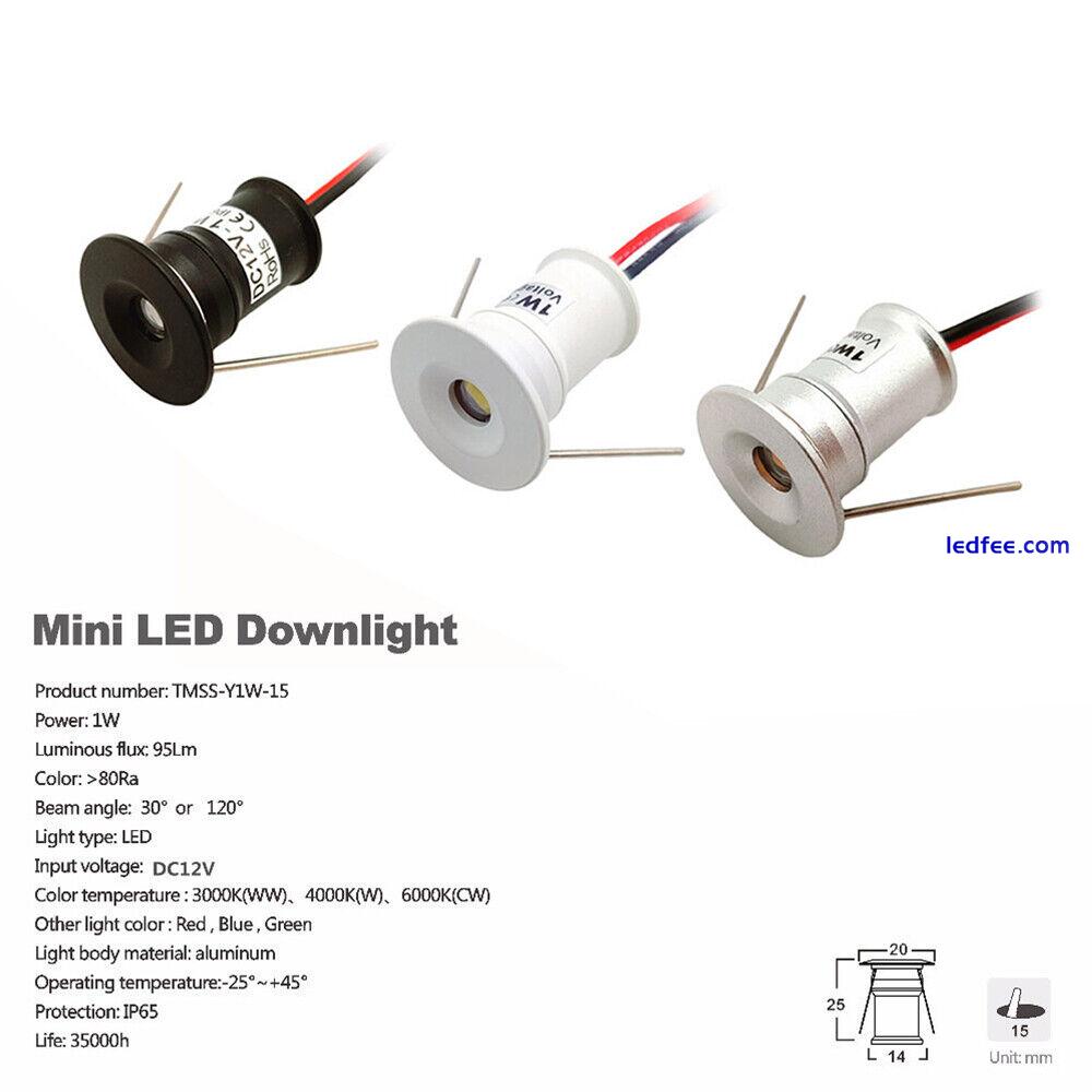 1W LED Mini Spotlight Recessed Lighting DC12V Home Kitchen Ceiling Light 0 