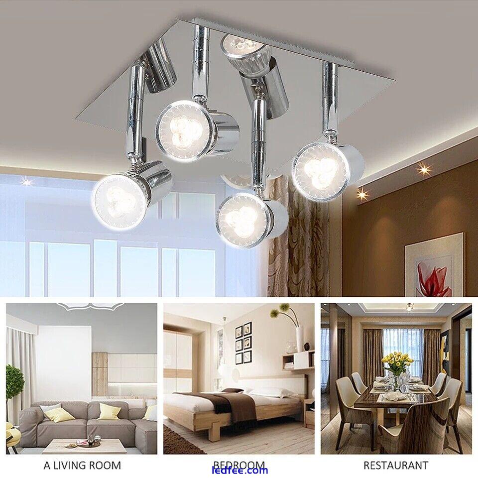 Square 4 Way Adjustable LED Ceiling Lights Spotlight Fittings Kitchen GU10 Bulbs 0 