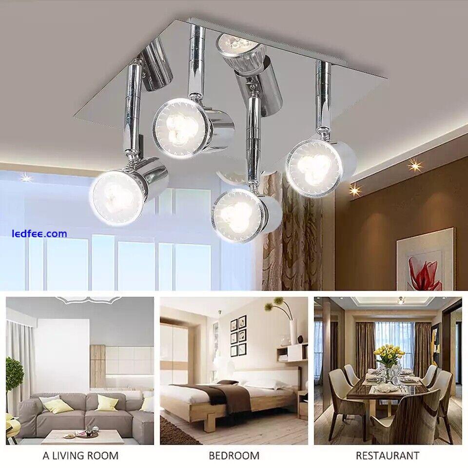 Square 4 Way Adjustable LED Ceiling Lights Spotlight Fittings Kitchen GU10 Bulbs 2 