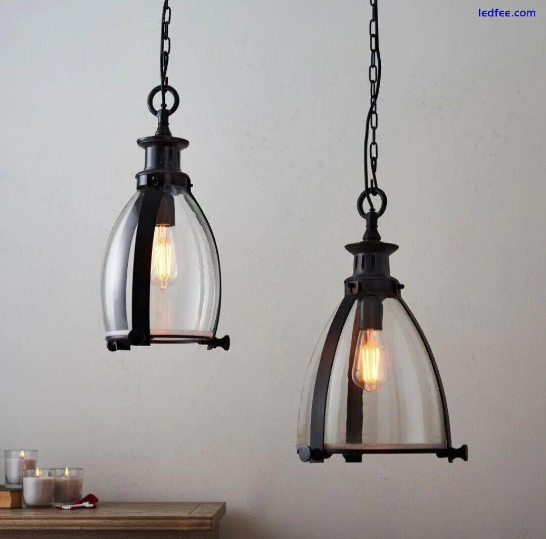 Modern Vintage Industrial Retro Bronze Glass Ceiling Lamp Shade Pendant Light 2 
