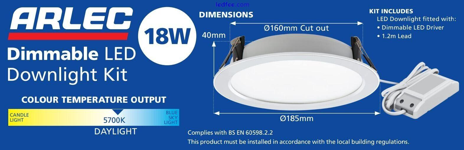 Recessed Dimmable LED Downlight Kit - 1PK - 18W Daylight Spotlight Ceiling 1 