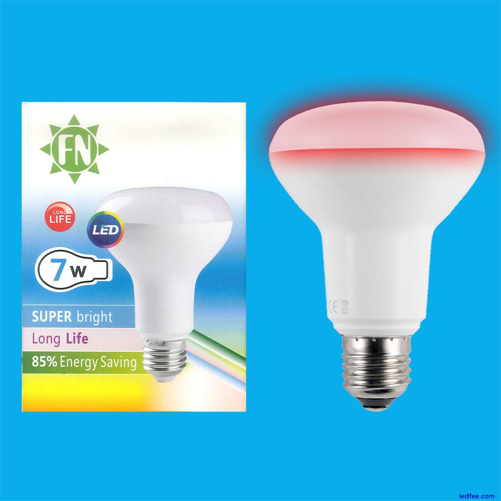 7W LED R80 Coloured Reflector Disco Spot Light Bulb ES E27 Screw Lamp 85-265V 5 