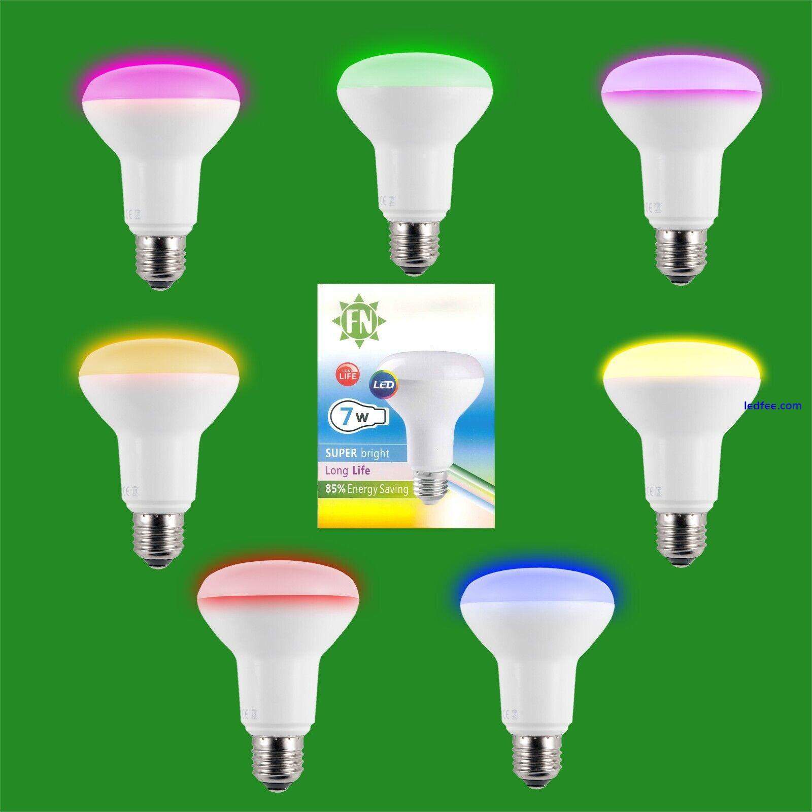 4x 7W LED R80 Coloured Reflector Disco Party Spot Light Bulbs ES E27 Screw Lamp 0 