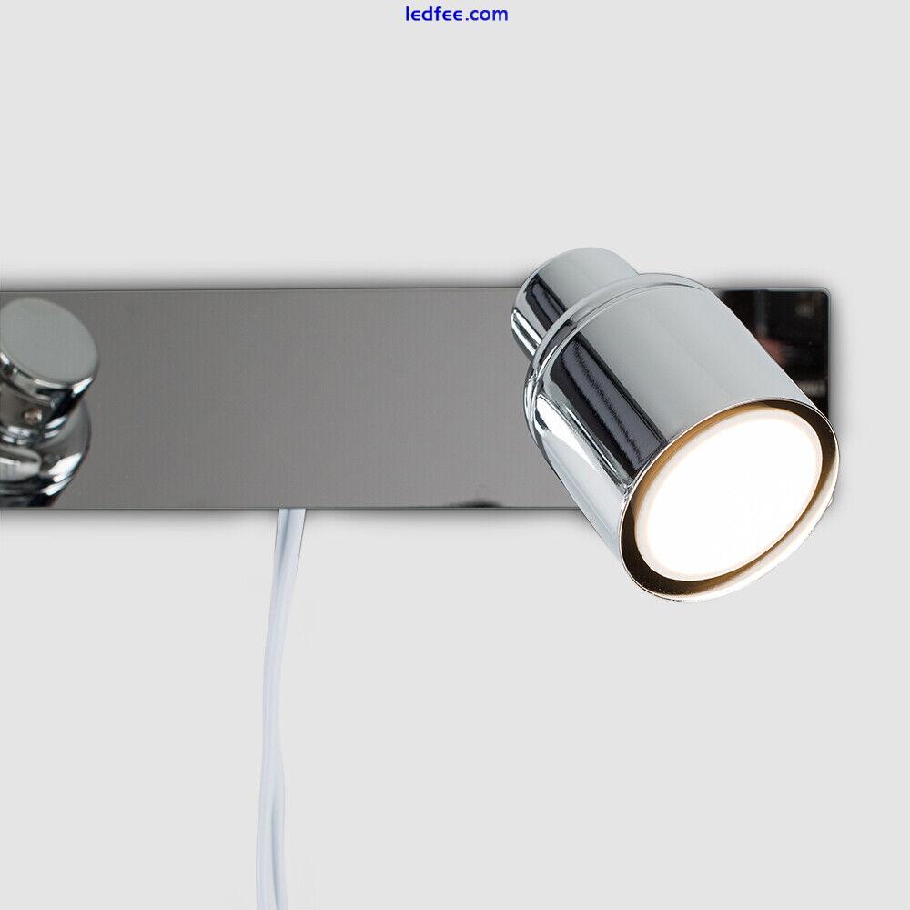 Plug In Easy Fit LED Twin 2 Way Wall Spot Lights Spotlights - Reading / Bedside 5 