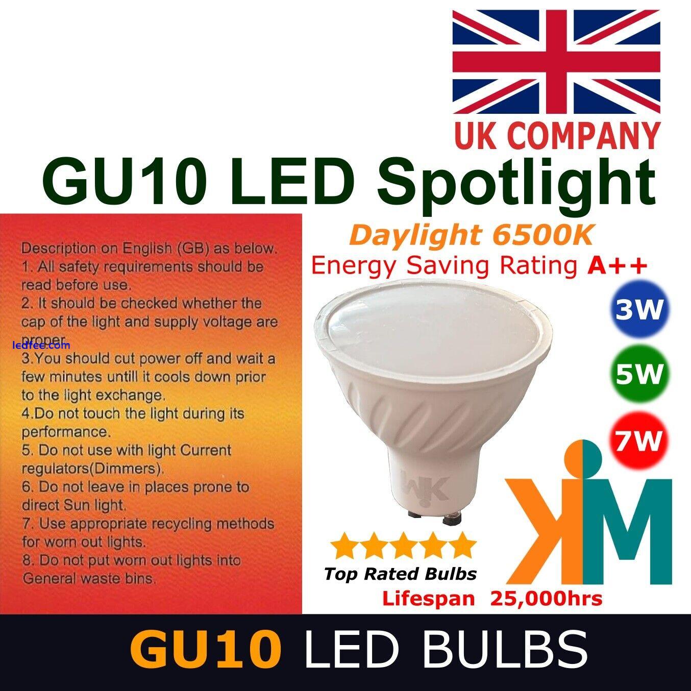 GU10 LED Bulbs  Spotlights LED Lights Energy A++ Rating Daylight Colour 6500K 5W 5 