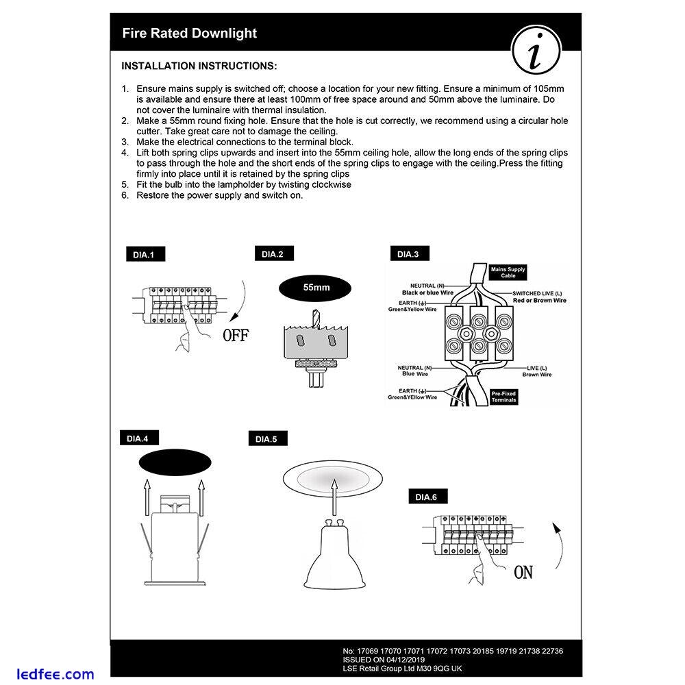 Pack of 30 Downlights Fire Rated Recessed GU10 Ceiling Spotlights Downlighters 4 