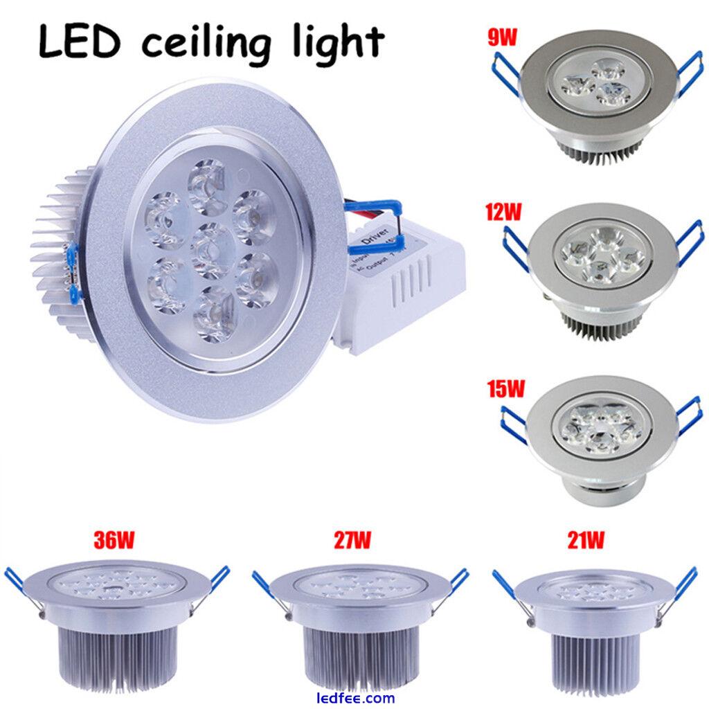 Dimmable LED Ceiling Recessed Down Light Fixture Lamp 9W 12W 15W 21W 27W 36W AC 3 
