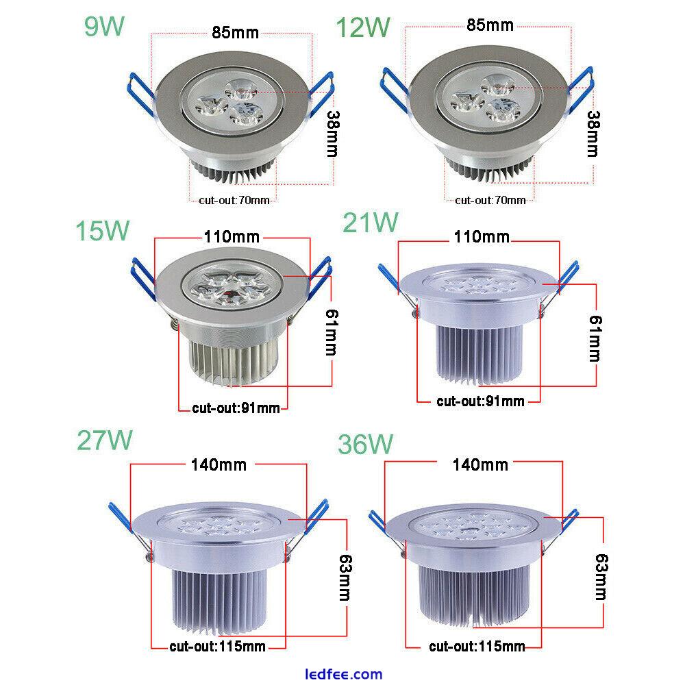 Dimmable LED Ceiling Recessed Down Light Fixture Lamp 9W 12W 15W 21W 27W 36W AC 2 