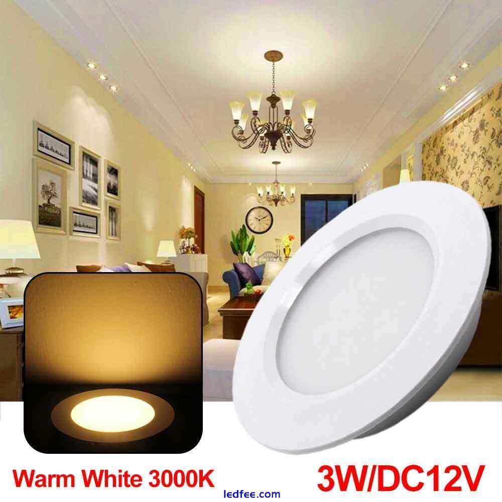 3W LED Recessed Ceiling Lights Slim Panel Downlight Round Spot Lights Lamp 12V  5 