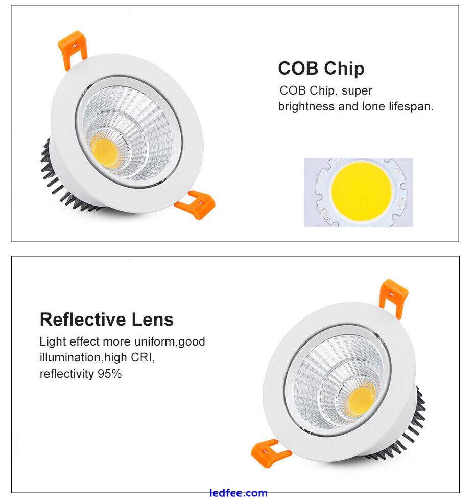 Dimmable LED Downlight COB Recessed Ceiling Light Spotlights Indoor 7W 12W 20W 0 