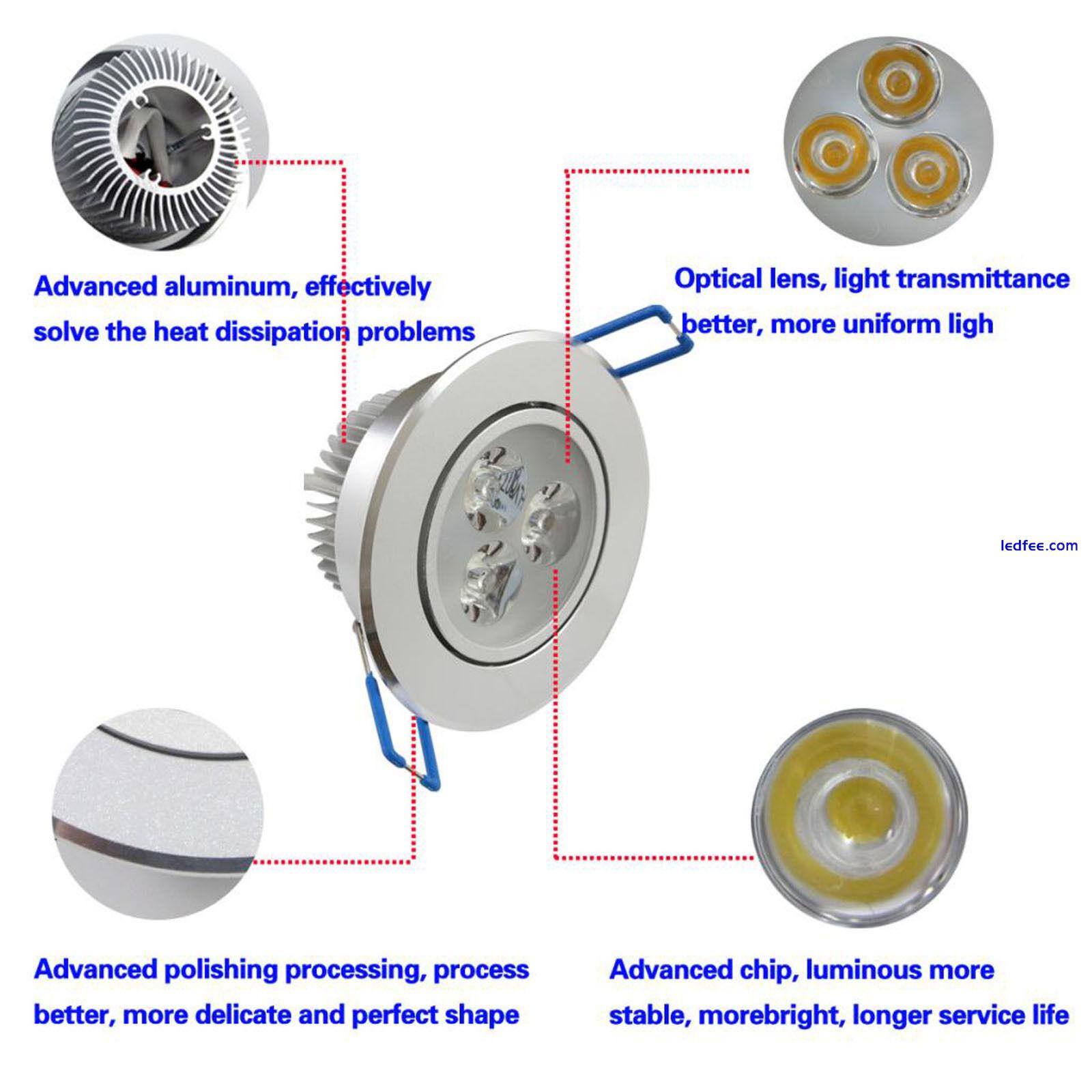 3W Dimmable LED Recessed Ceiling Downlight Lamp Spotlight with Driver 220V 240V 1 