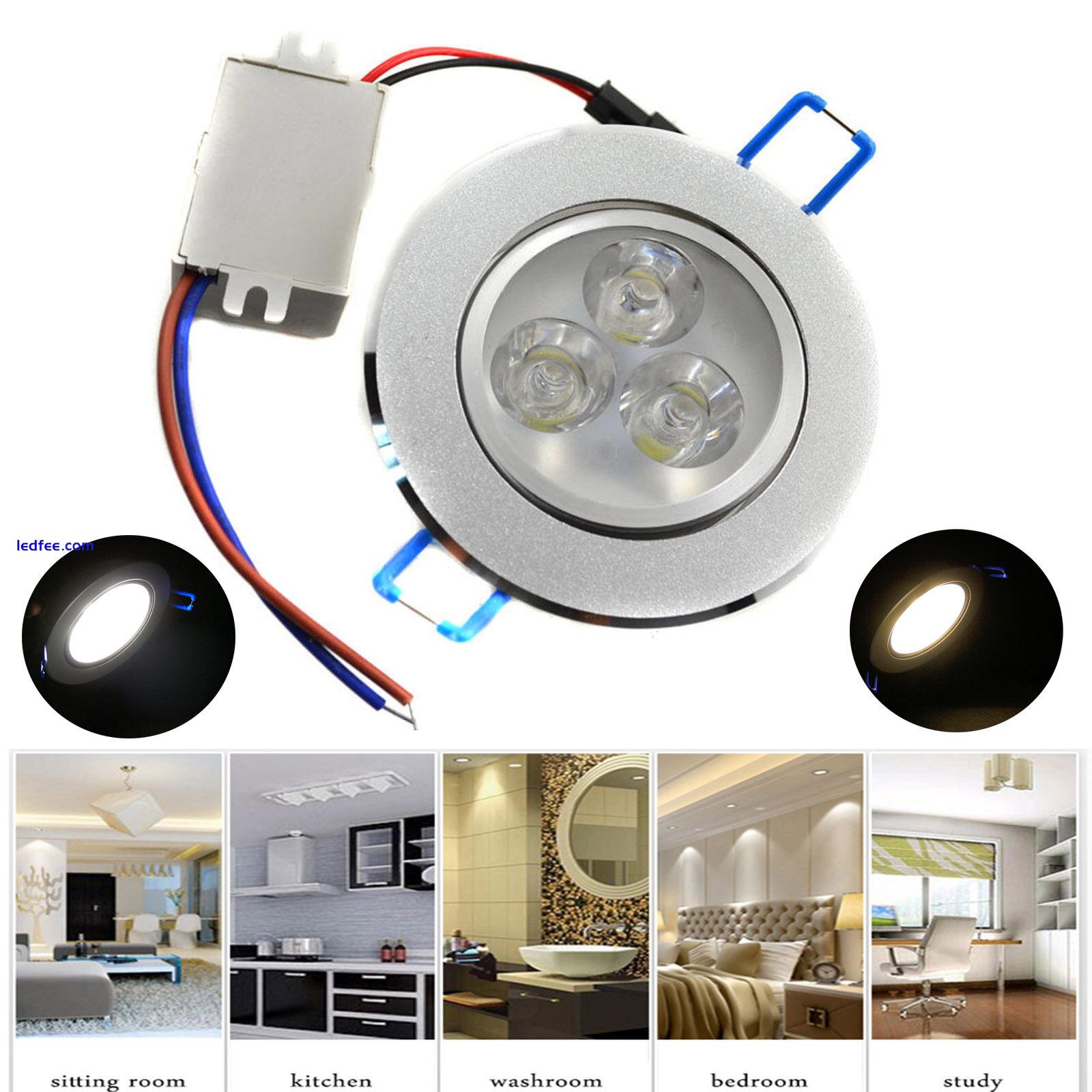 3W Dimmable LED Recessed Ceiling Downlight Lamp Spotlight with Driver 110V 220V 3 