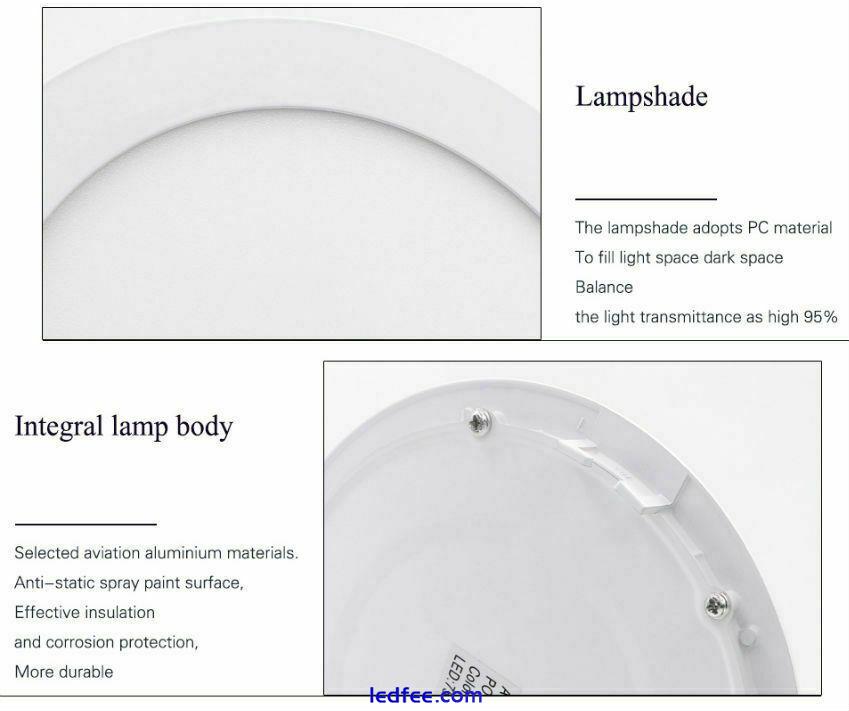 Dimmable LED Panel Light Recessed Ceiling Lamp Downlight Round 6/9/12/15/18/30W 1 