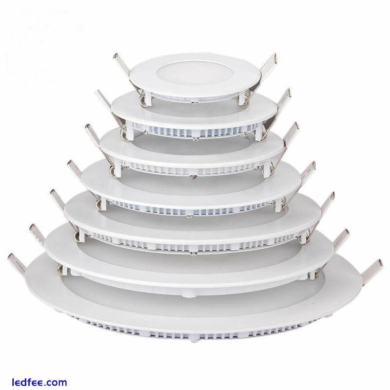 Dimmable LED Panel Light Recessed Ceiling Lamp Downlight Round 6/9/12/15/18/30W 0 