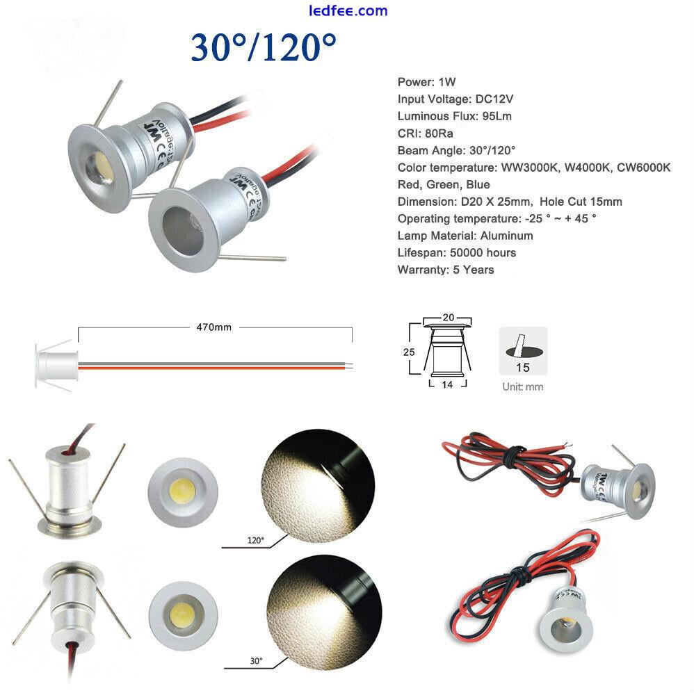 10/20pcs 1W COB LED Downlight Recessed Ceiling Light Lamp Spotlight DC12V IP65 0 