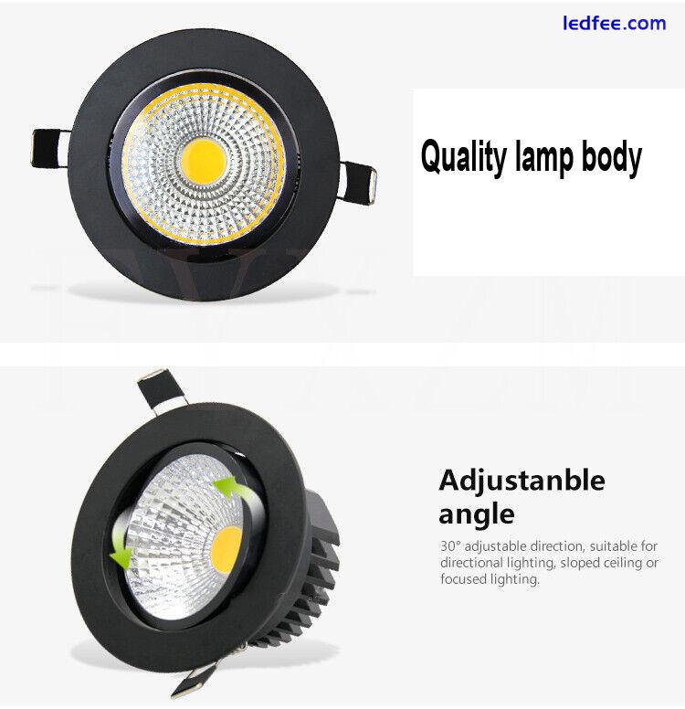 Dimmable LED Downlight COB Spotlight Recessed Ceiling Light Lamp 7W/9W/15W Black 0 