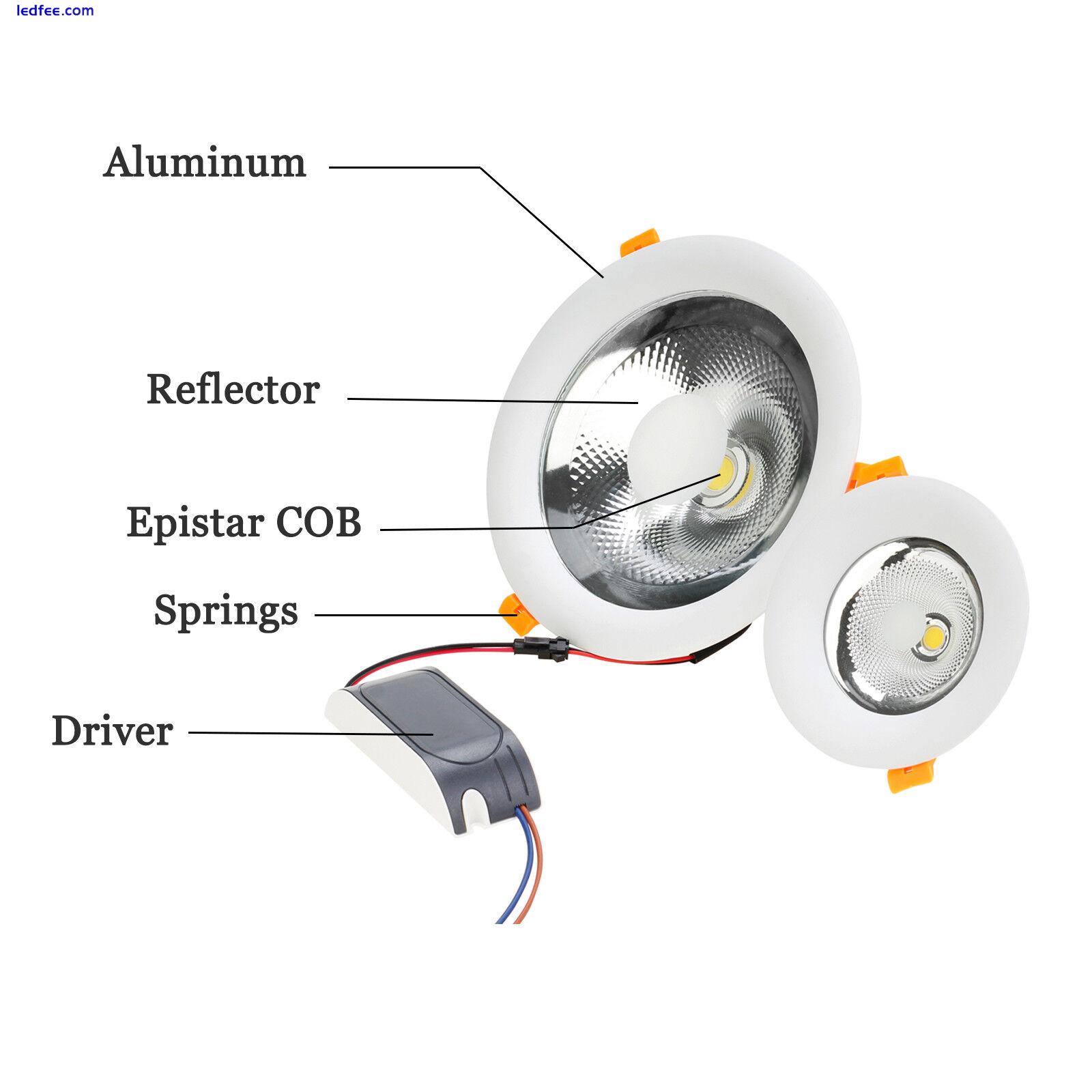 LED Recessed Ceiling Downlight COB Light Bulbs 5W 10W 12W 18W 24W 110-220V Lamps 2 