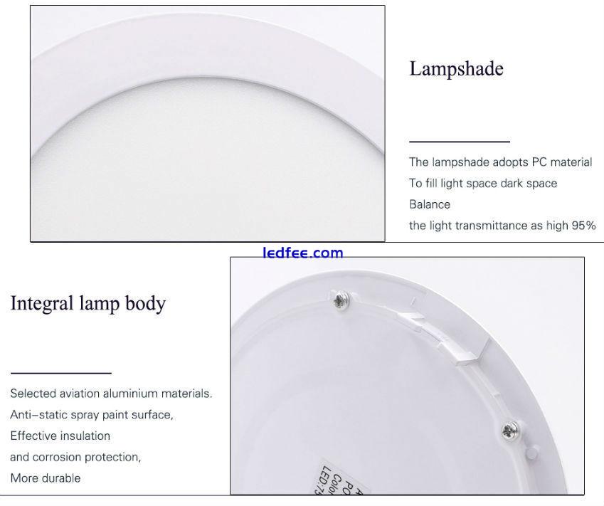 Dimmable LED Panel Light Recessed Ceiling Lamp Downlight Round 6/9/12/15/18/30W 2 