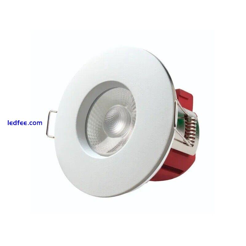 Fire Rated LED Dimmable Downlight Recessed Ceiling Spotlights IP65 White Chrome 1 