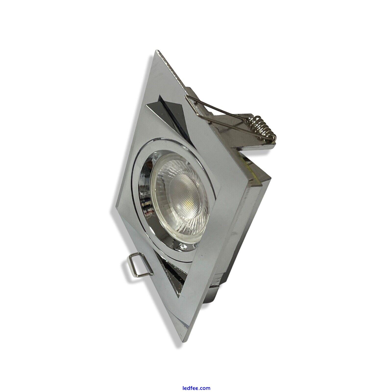 Chrome  GU10 Square Tilt Ceiling Spotlight Recessed Downlight Light LED 1 