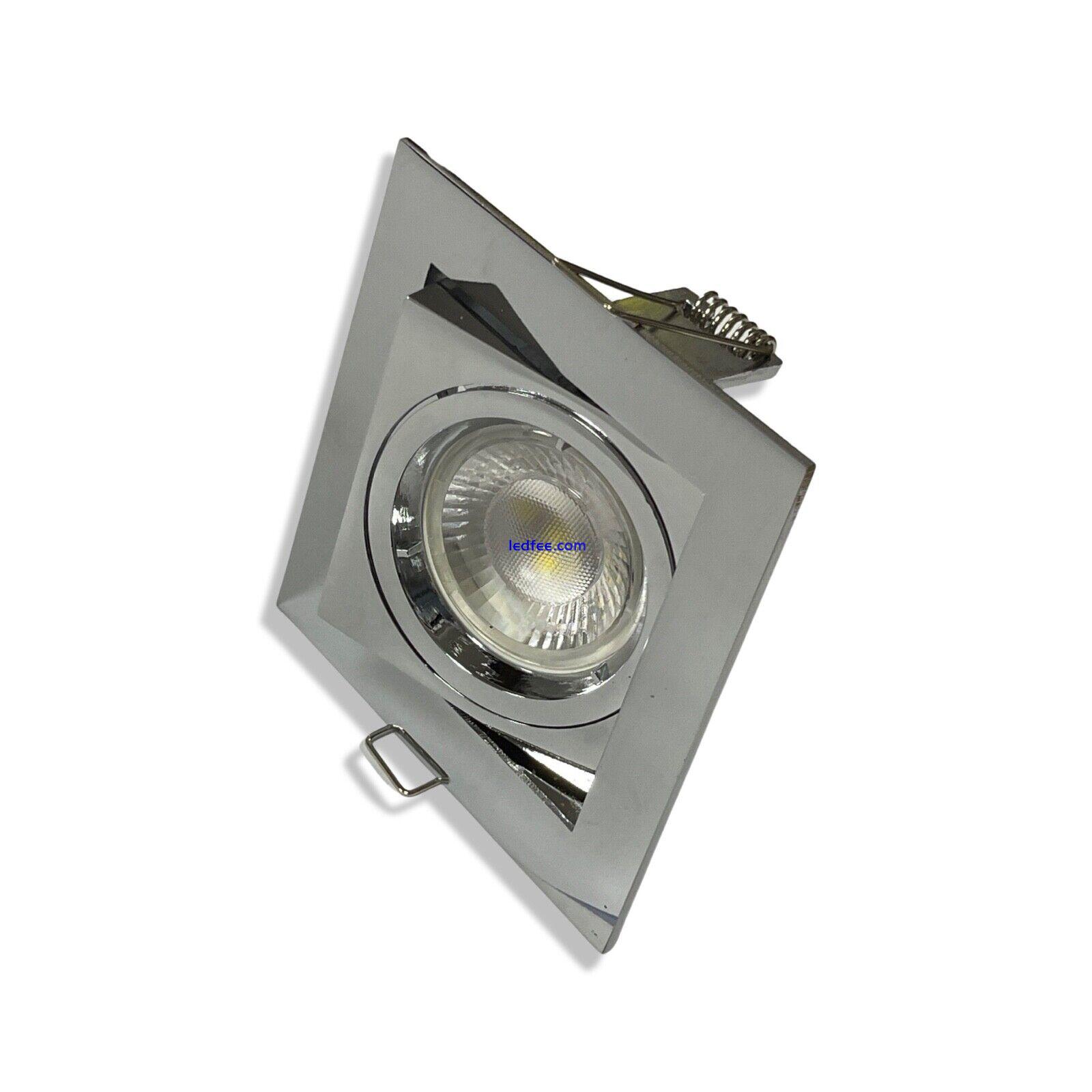 Chrome  GU10 Square Tilt Ceiling Spotlight Recessed Downlight Light LED 2 