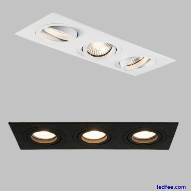 Triple Recessed Ceiling Downlights GU10 Tilt Angle Adjust LED Spotlight Fitting 0 