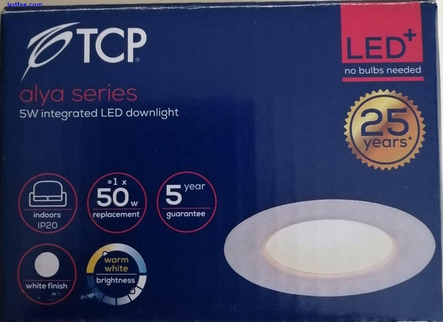 TCP 5w LED Ceiling Downlight 400lm Warm White 68mm cutout UK Stock White Bezel 0 