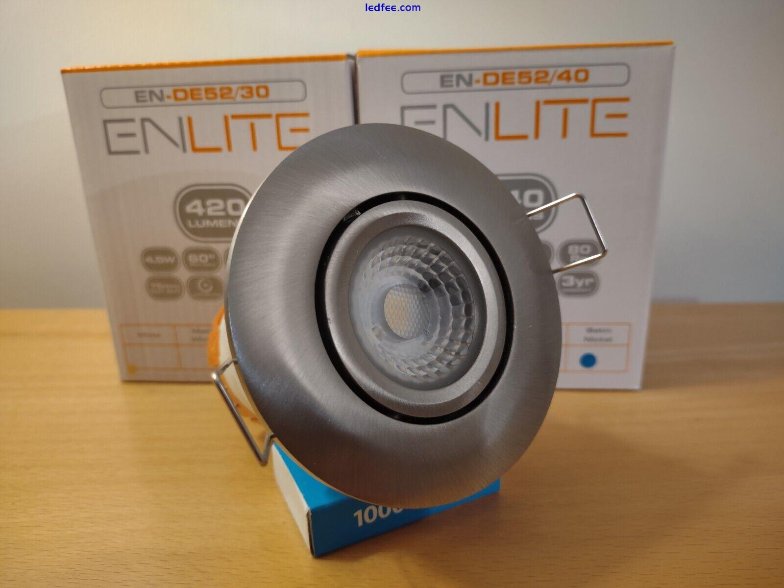 LED Downlight Enlite 4 . 5w Nickel 3000k Warm White Ceiling Spot Fire Rated 1 