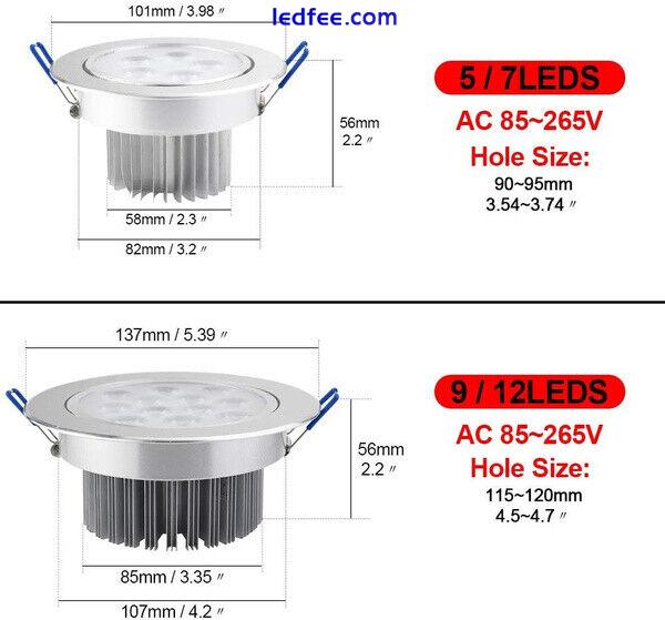 4/6PC 12W Recessed Downlight Led Ceiling Lamp Spot Light with Driver 85~265V 0 