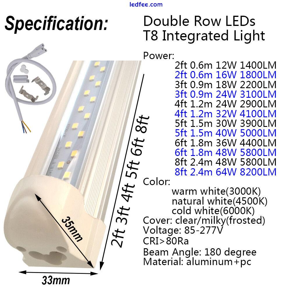 Twin Row LED Tube Lights T8 Integrated Bulb 2ft 3ft 4ft 5ft 6ft 8ft Lamp Fixture 0 