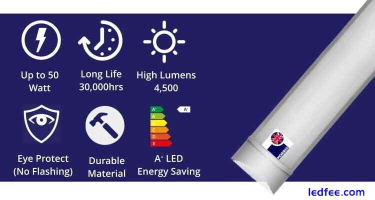 LED Batten Light Slim 5FT 45W Ceiling Fitting Low Profile 6400K 150CM Morris 3 