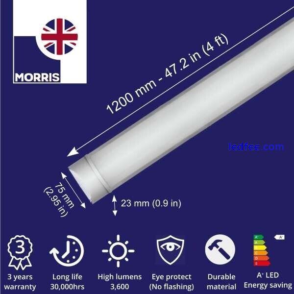 4FT LED Batten Tube Light 36W Ceiling Lights 6000K White Wall/ Ceiling Morris 0 