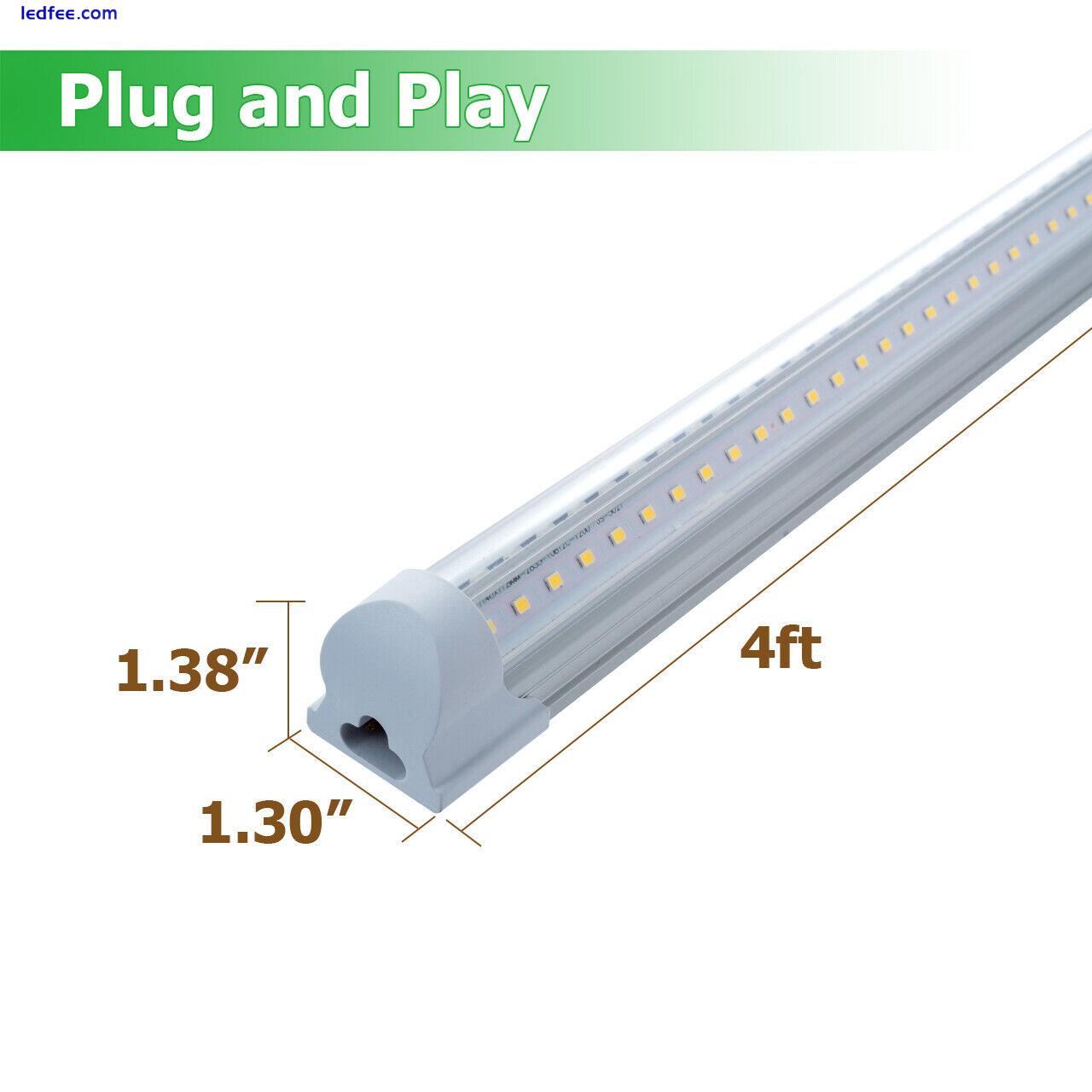 4FT 12 Pack LED Shop Light T8 Linkable Ceiling Tube Fixture 40W Daylight Clear 2 