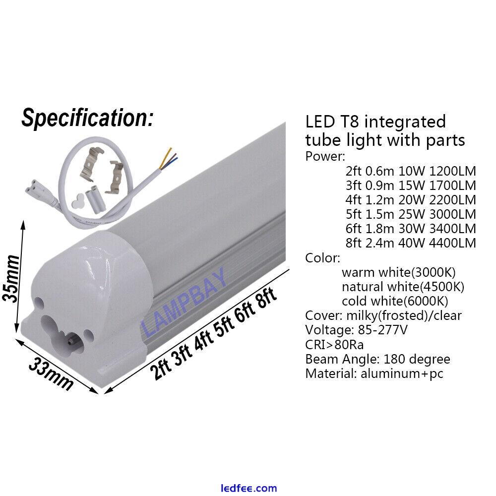 LED Tube Light 2ft 3ft 4ft 5ft 6ft 8ft 48WT8 Integrated Bulb Linear Lamp Fixture 0 