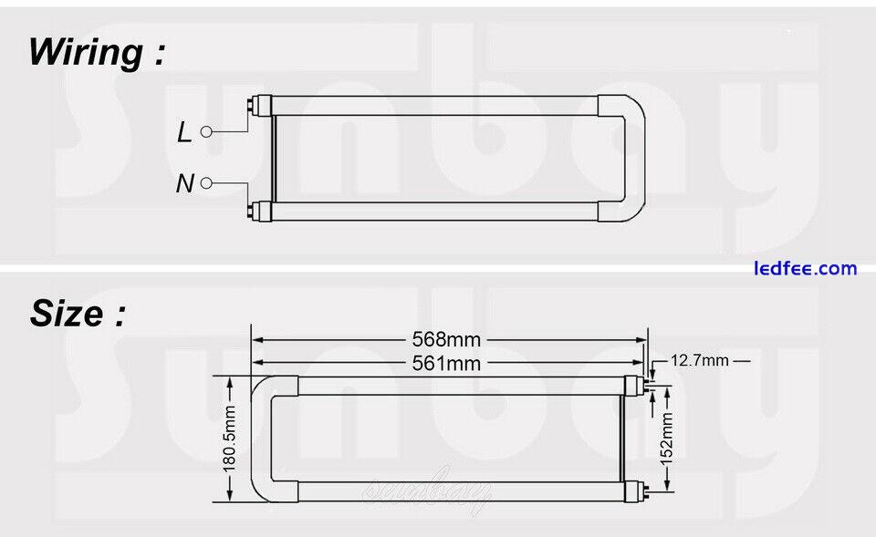 8/Pack LED Tube Light T8 U shape 2ft 20W U Bend Retrofit Bulb fluorescent lamp 1 