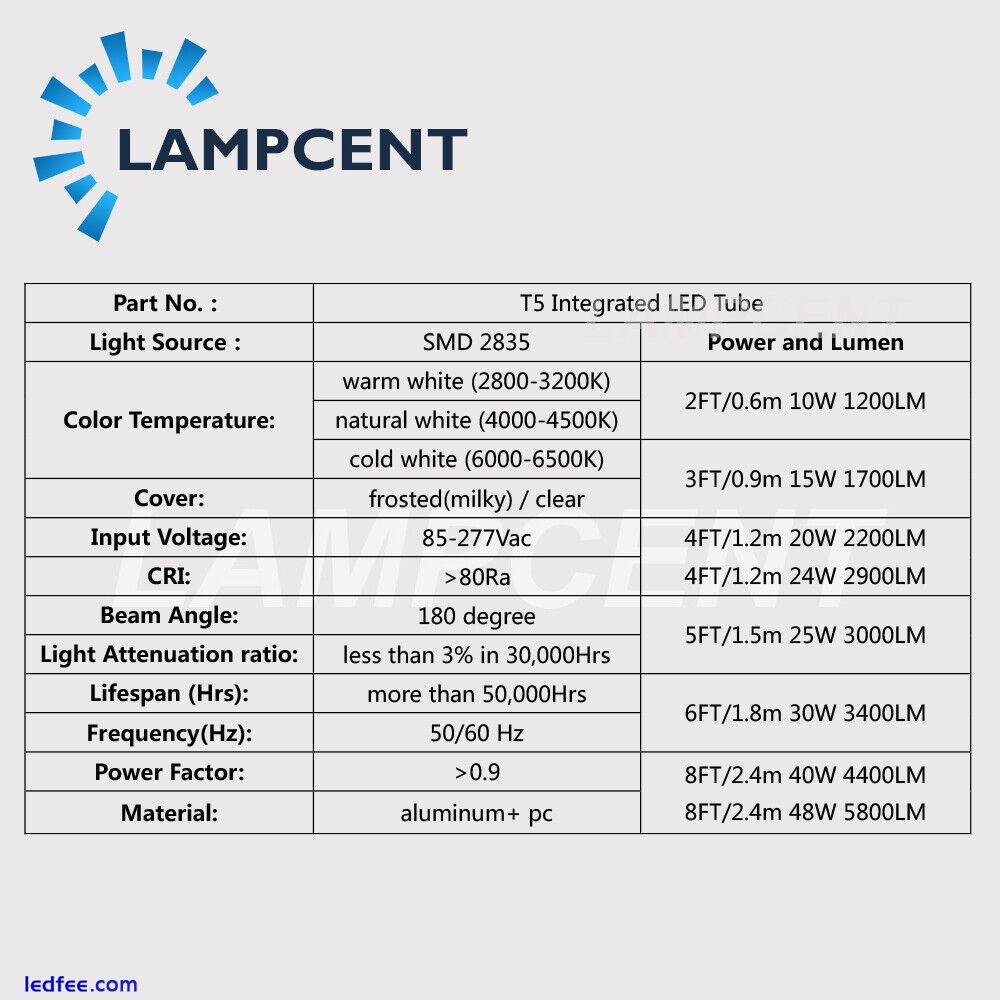 6-12/Pack 2,3,4,5,6,8ft T5 Integrated Tube Bulb Linkable LED Shop Light Fixture 1 