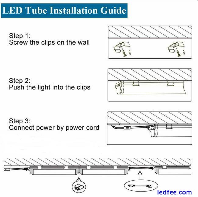 2PCS/Pack T8 V-shaped Integrated Tube 2FT 3FT Clear Cover LED Shop Light Fixture 5 