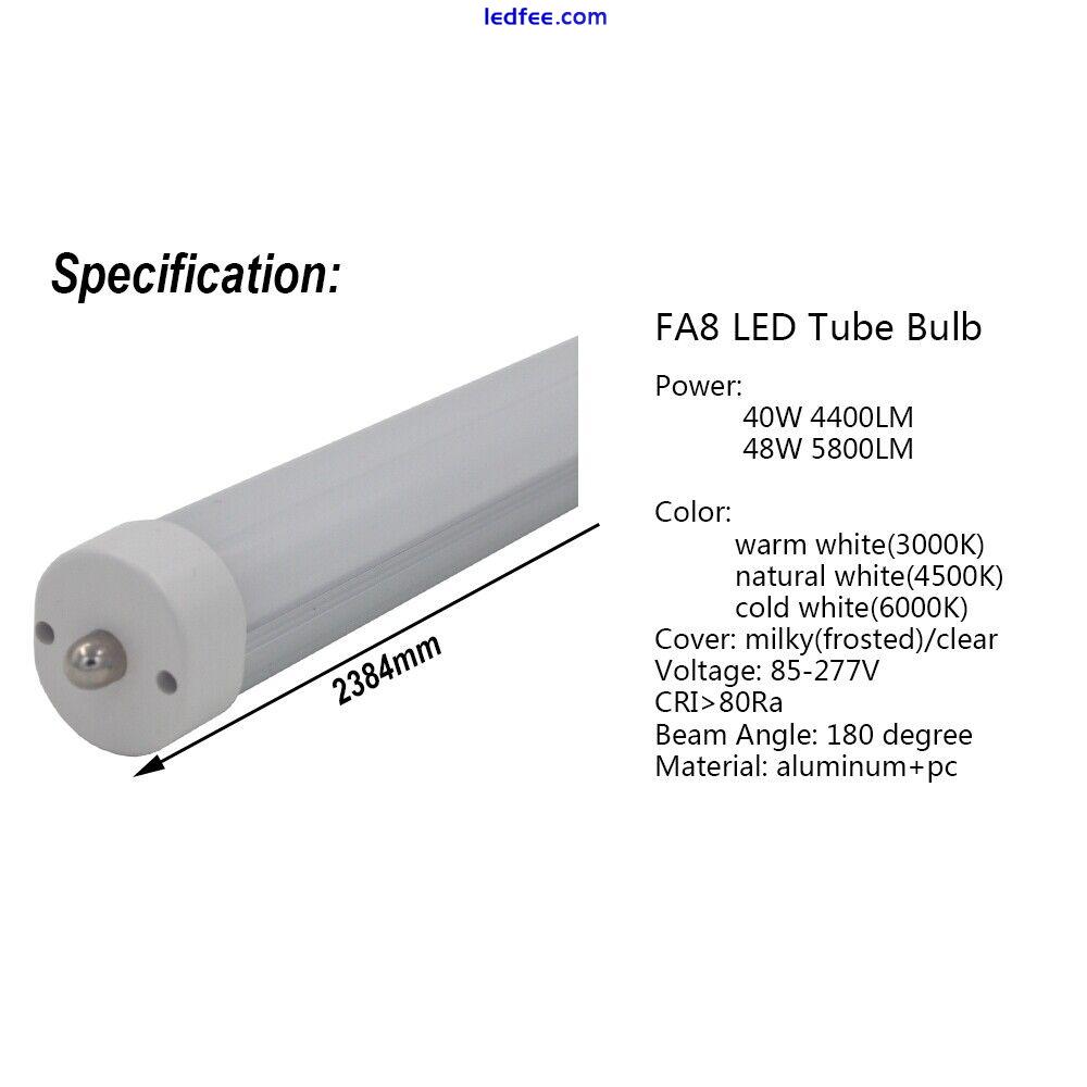 LED Tube Light 8ft, 2.4m 48W F96 Bulb Single pin FA8 R17D(HO) bar lamp 110V-277V 0 